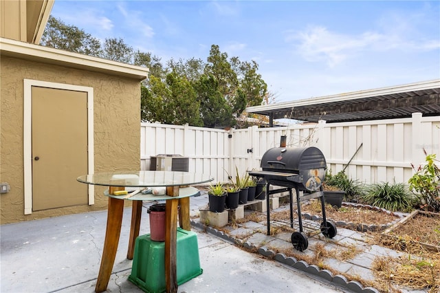 view of patio / terrace with a grill