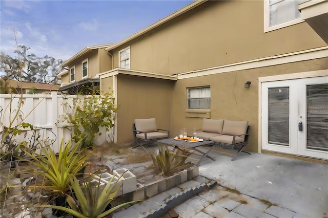 view of patio featuring an outdoor hangout area and french doors