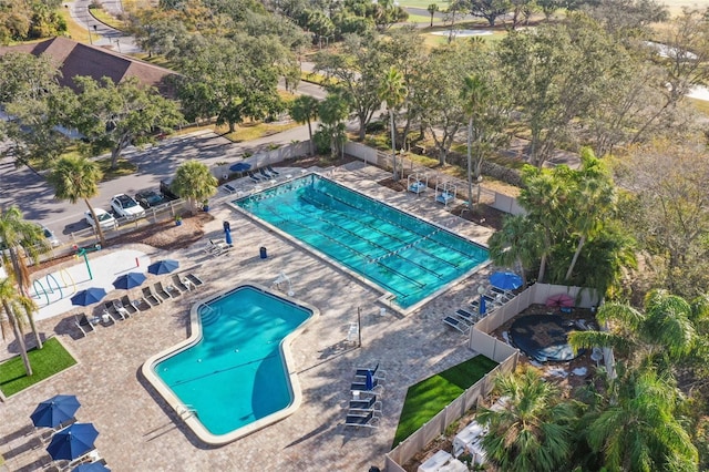 view of pool featuring a patio area