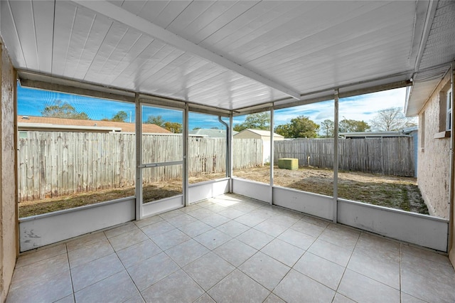 view of unfurnished sunroom