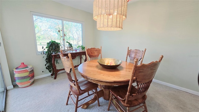 dining area with carpet