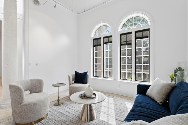 interior space featuring plenty of natural light and light hardwood / wood-style floors