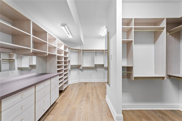 walk in closet featuring light hardwood / wood-style floors