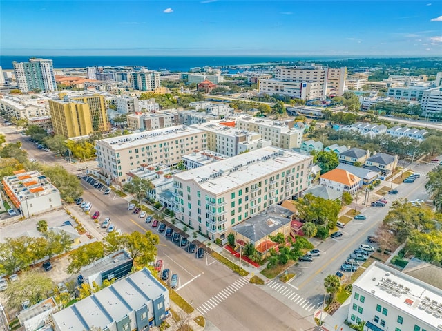 bird's eye view with a city view