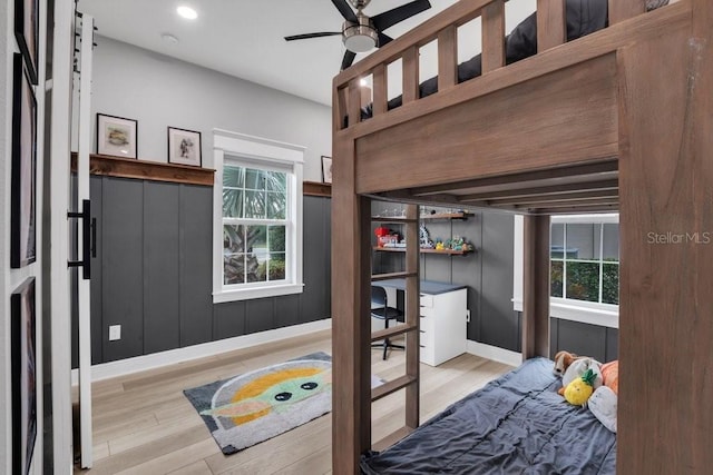 bedroom featuring light hardwood / wood-style flooring