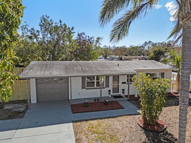 single story home with a garage