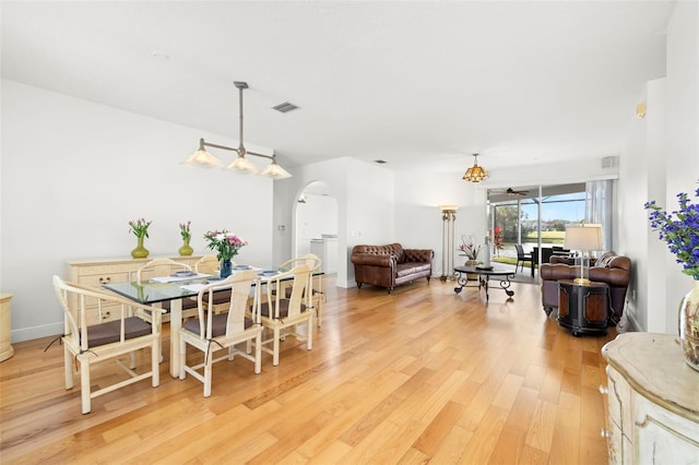 dining room with light hardwood / wood-style floors