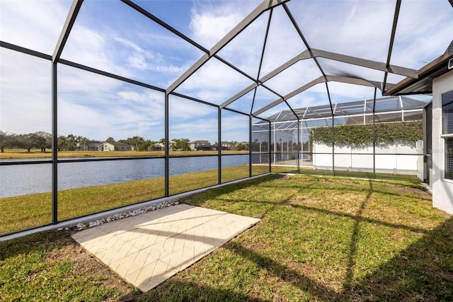 exterior space featuring a water view