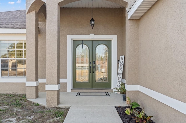 property entrance with french doors