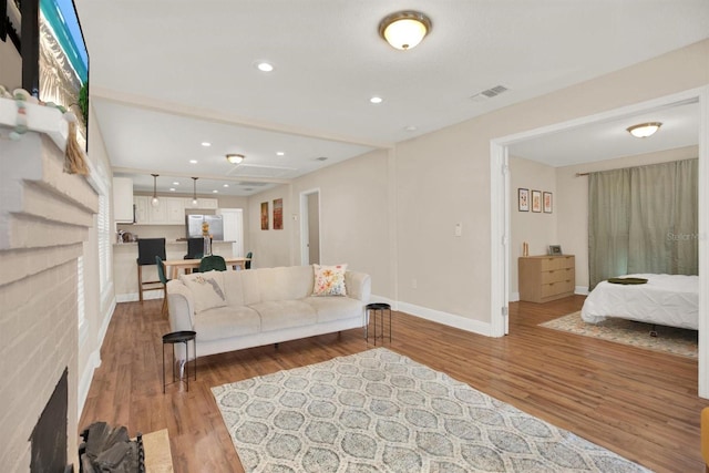 living room featuring light hardwood / wood-style flooring