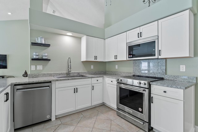 kitchen featuring sink, stainless steel appliances, and white cabinets