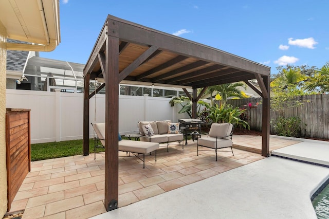 view of patio / terrace featuring an outdoor living space