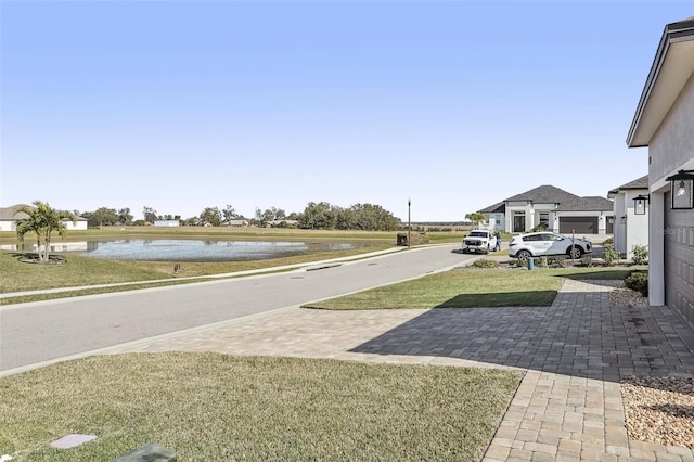 view of street featuring a water view