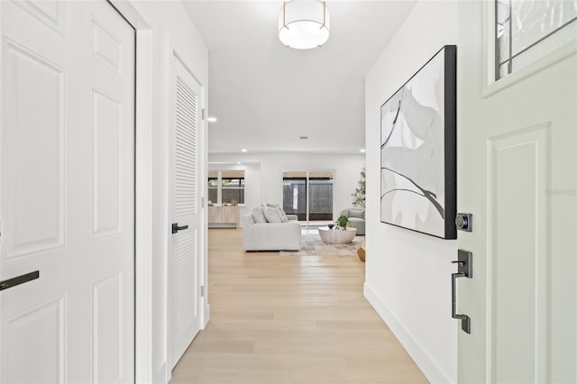 hall featuring light hardwood / wood-style flooring