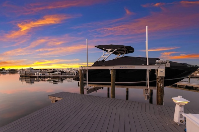 dock area with a water view