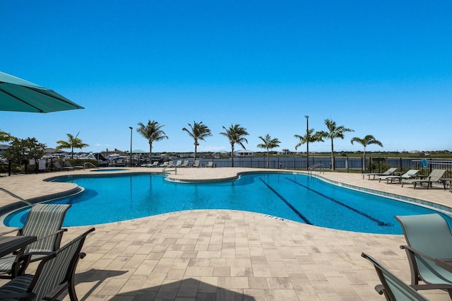 view of pool featuring a patio area