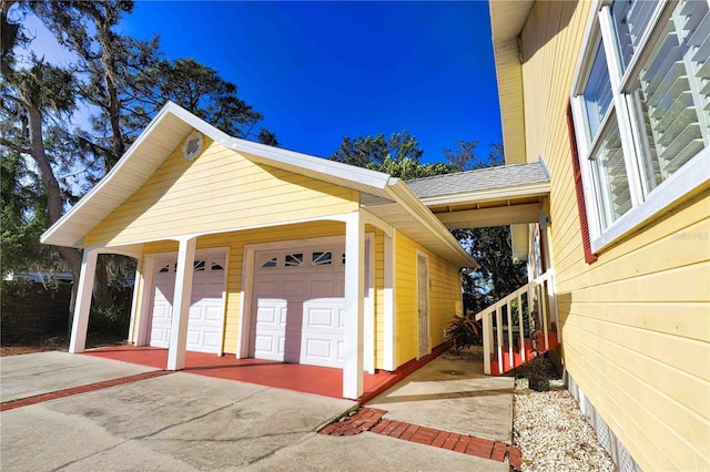 view of garage