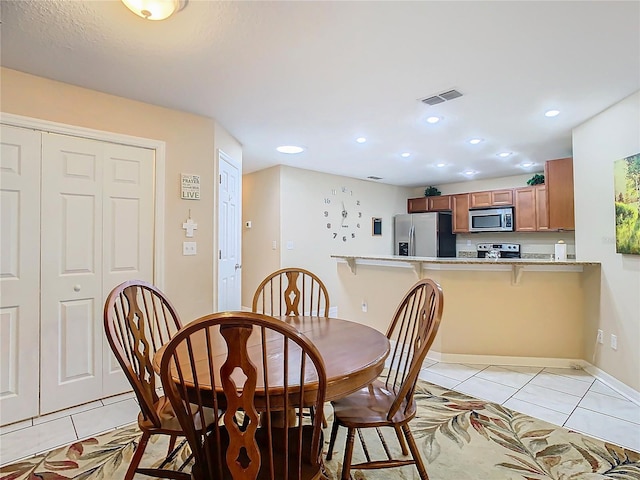 view of tiled dining room