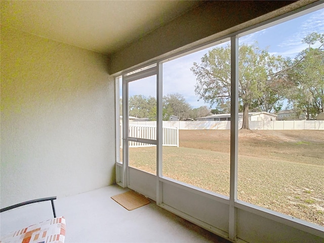 view of unfurnished sunroom