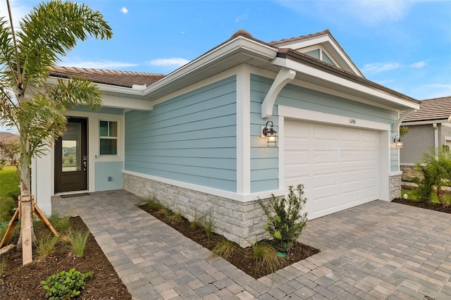 exterior space featuring a garage