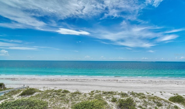 property view of water featuring a view of the beach