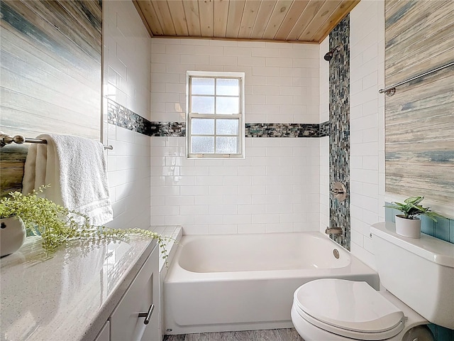 bathroom featuring wooden ceiling and toilet