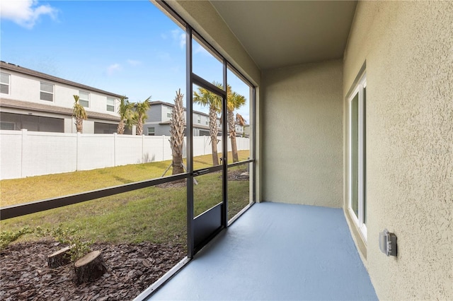 view of unfurnished sunroom