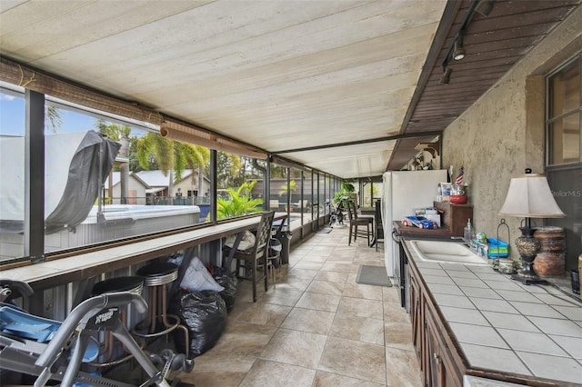 view of patio featuring sink