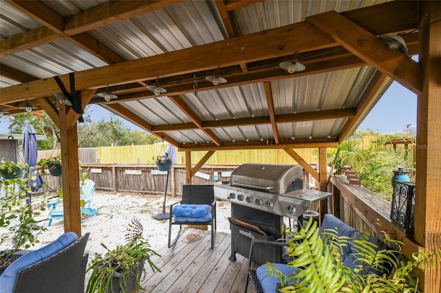 deck with area for grilling