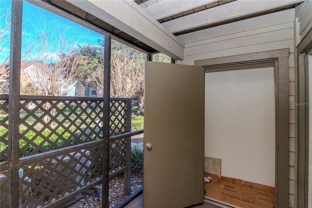 view of unfurnished sunroom