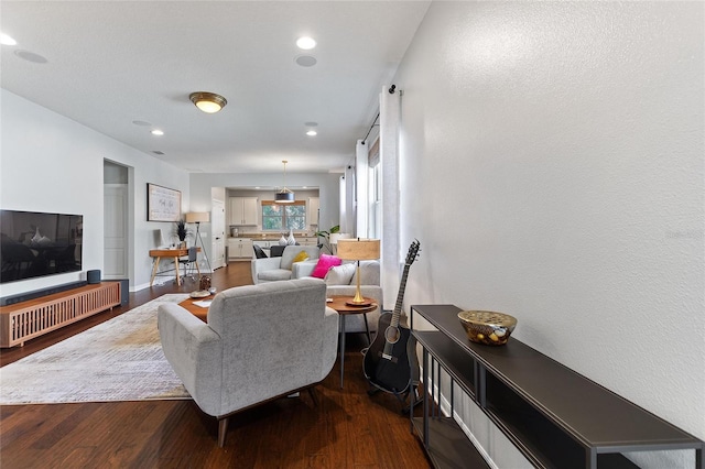 living room with hardwood / wood-style floors