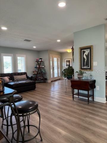 living room featuring wood-type flooring