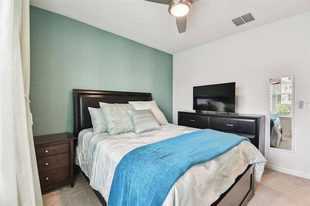 6684 Devlin Ln, Wesley Chapel, FL 33545 - bedroom featuring baseboards, a ceiling fan, visible vents, and carpet flooring