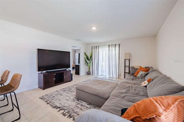 view of tiled living room