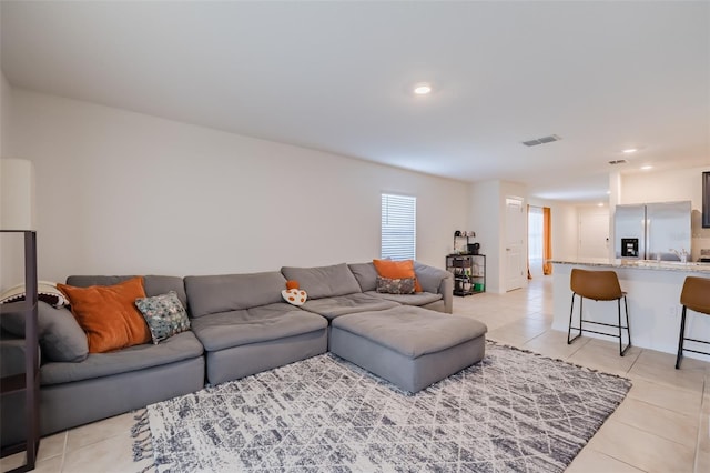 view of tiled living room