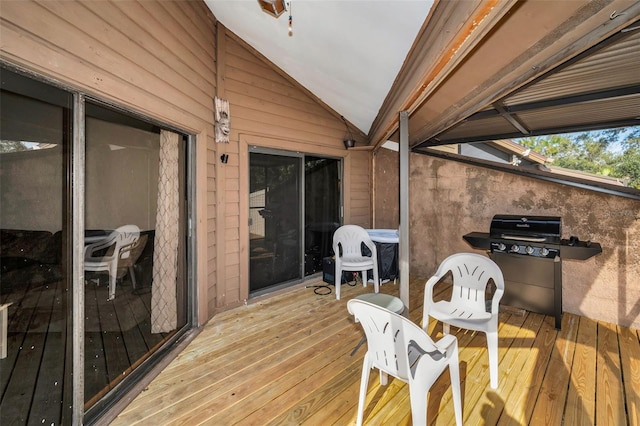 wooden deck featuring grilling area