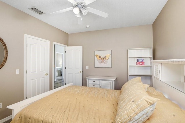 bedroom featuring ceiling fan