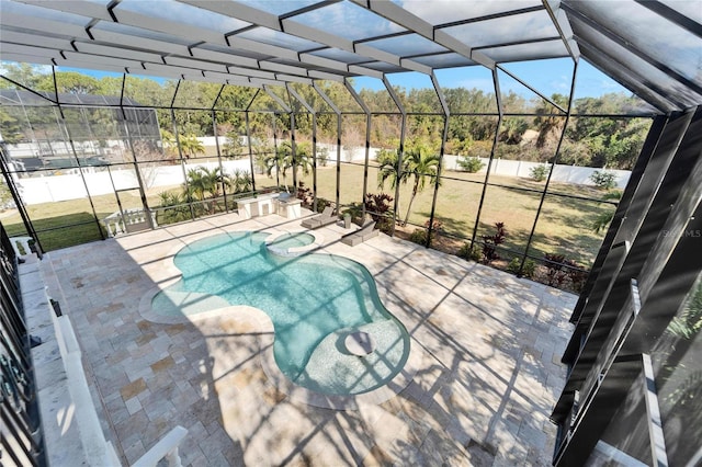 9401 93rd St, Seminole, FL 33777 - view of pool with a patio, glass enclosure, and a pool with connected hot tub