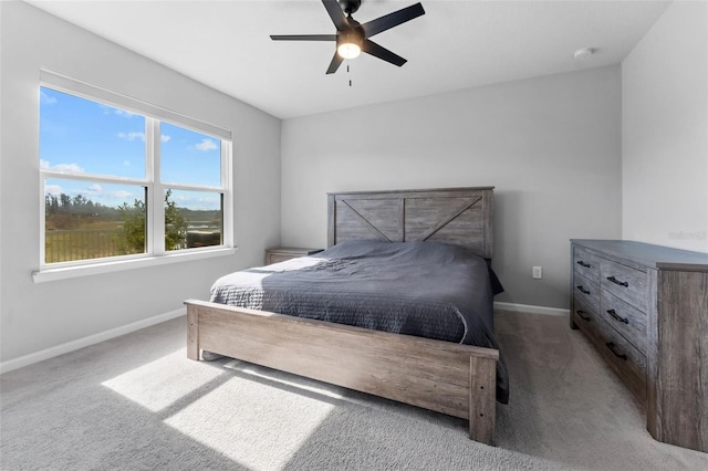 bedroom featuring carpet floors and ceiling fan