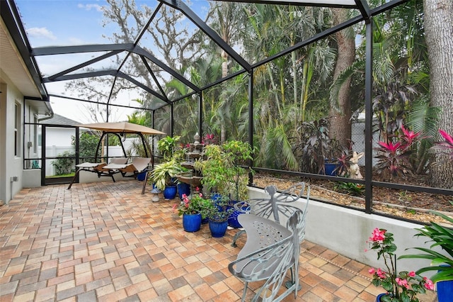 view of patio / terrace with a gazebo and a lanai