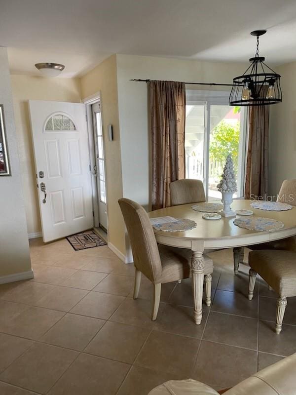 view of tiled dining room