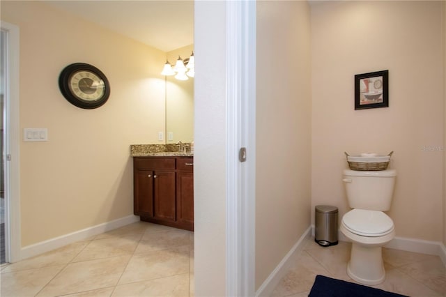 bathroom featuring tile patterned floors, toilet, and vanity