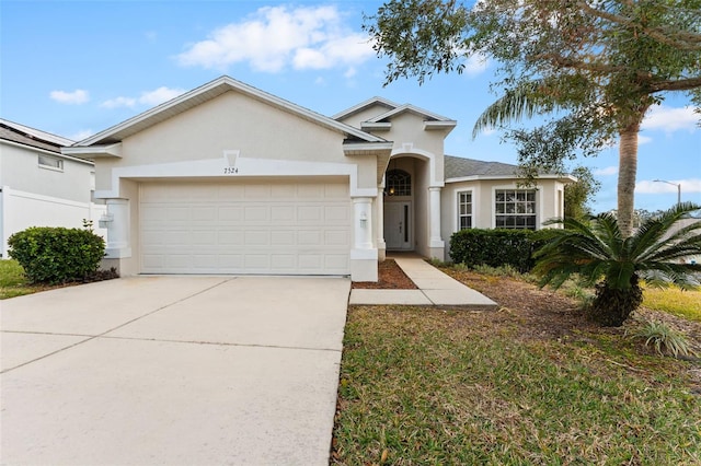 single story home with a garage