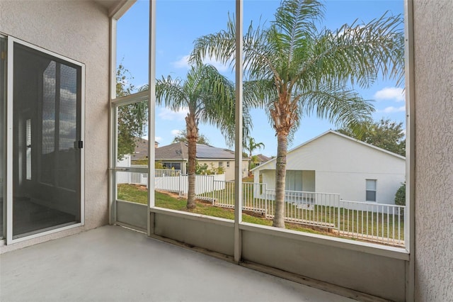 view of unfurnished sunroom