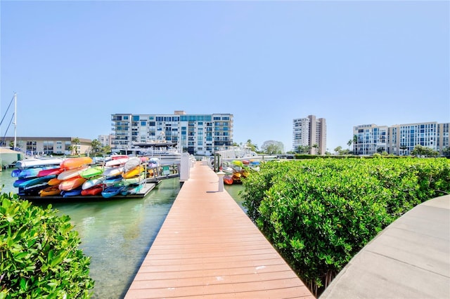 view of dock featuring a water view