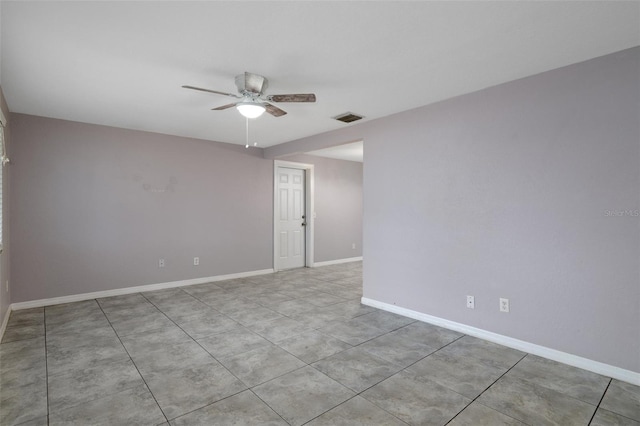 spare room featuring ceiling fan