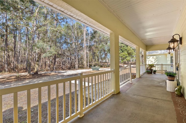 view of patio featuring a porch