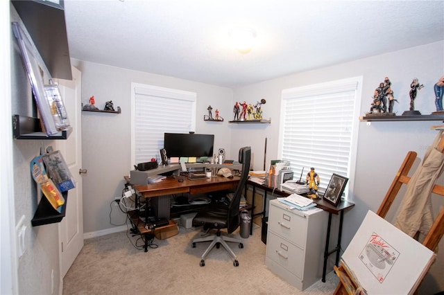 office with light colored carpet