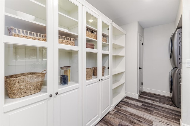 pantry with stacked washer / drying machine