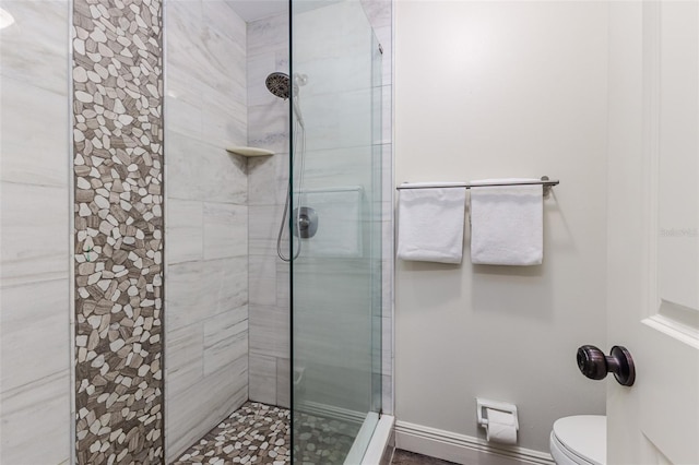 bathroom with toilet and tiled shower